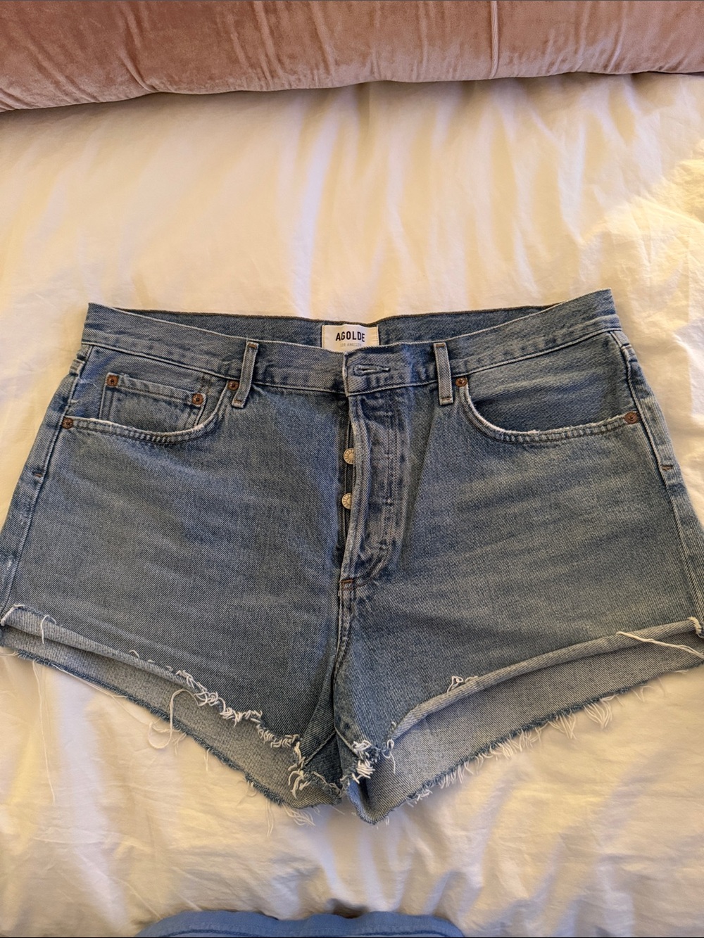 AGOLDE Parker Light Blue Denim Women's Shorts